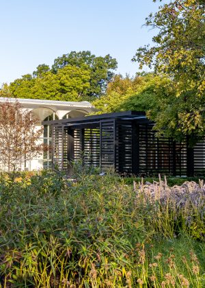 Sukkah surrounding by natural plantings