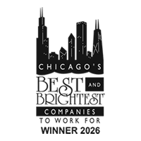 Chicago's Best & Brightest Companies to Work For — Winner 2026 badge with a skyline silhouette.